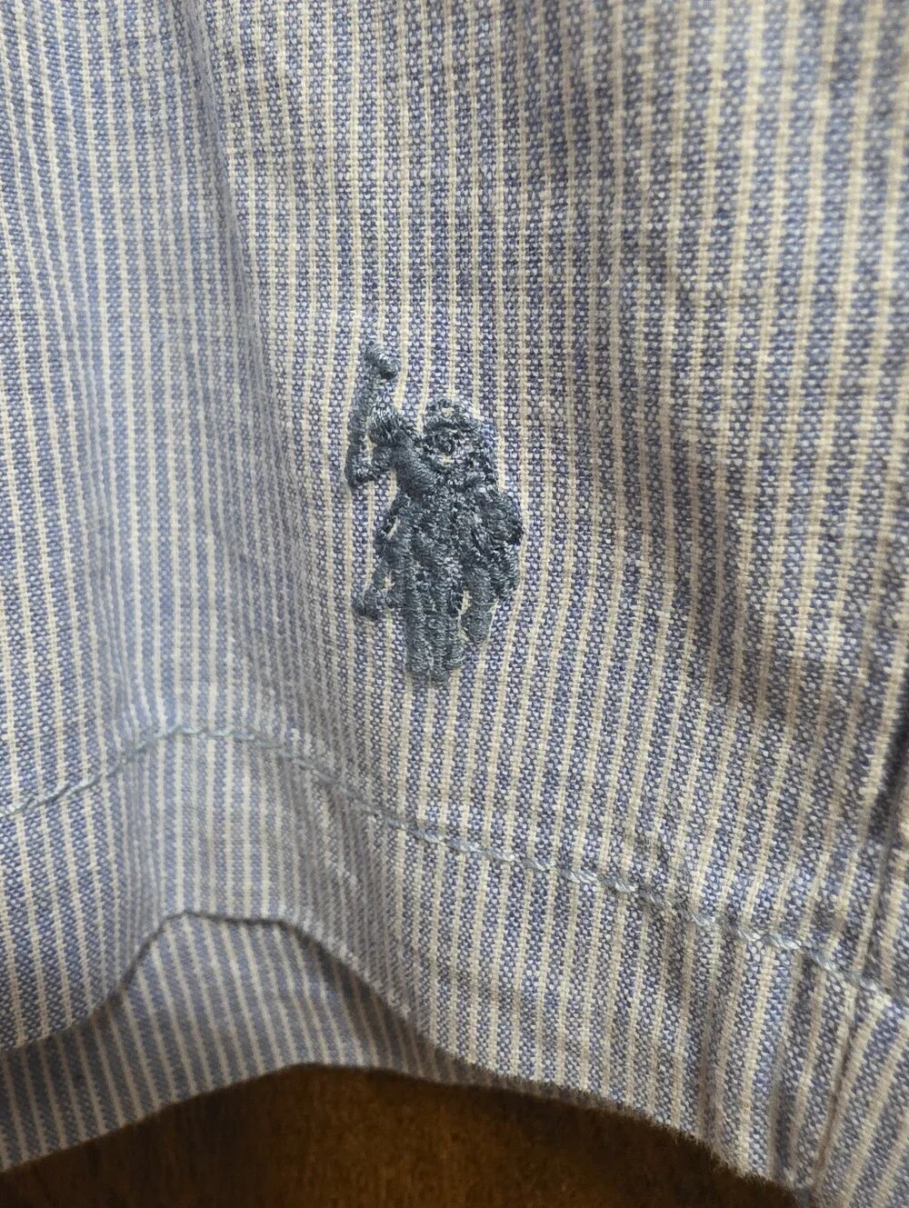 NWT U.S. Polo Assn. Light Blue With White Pinstripe Boys Shorts 12